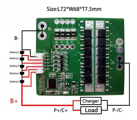 Baterai 18.5V 30A 5S LTO BMS 1.6mm Tebal untuk Paket Baterai Lithium Ion