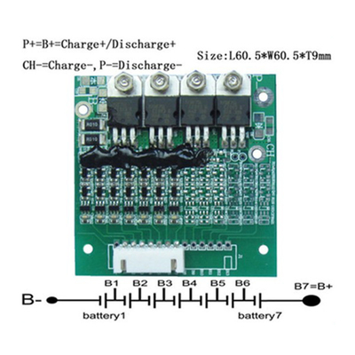 1.0mm BMS Dengan Active Balancing 7S 15A untuk Paket Baterai Lithium