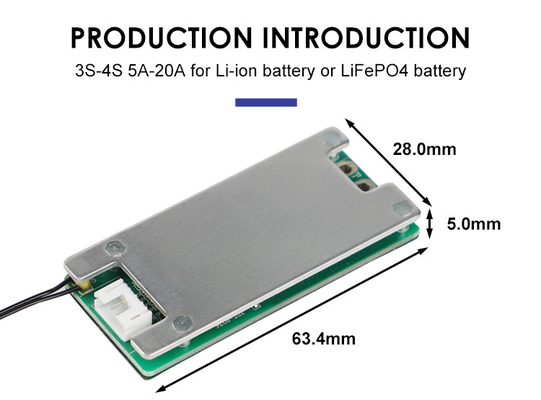 10A 4S Smart BMS, papan pelindung baterai 12v Dengan Balancer 2mm Tebal
