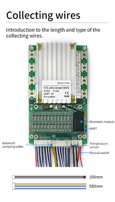 Papan Perlindungan Baterai Cerdas, BMS dengan penyeimbang 17S-24S 80A Dengan BT UART 60V 72V