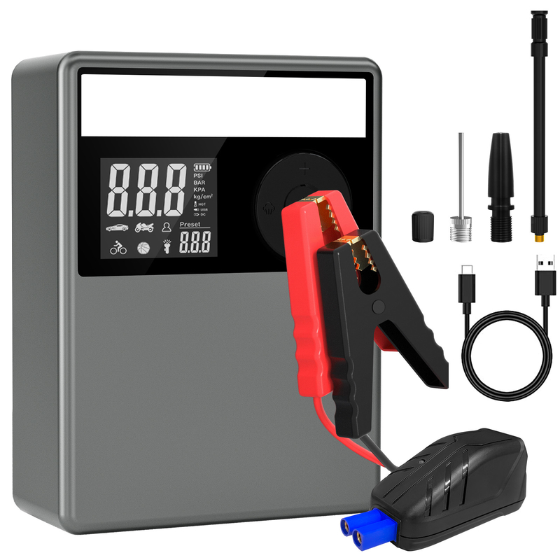 Jump Starter Power Pack dengan Kompresor Udara 12V 2000A 12000mAH Baterai Mobil Booster Portable Charger Baterai Mobil