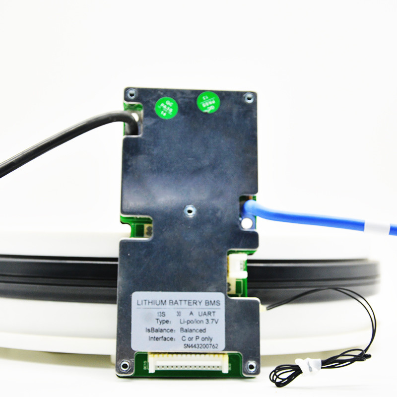 Li Ion Smart BMS UART, BMS 13S 48V 40A Ukuran 140mm × 62mm × 16mm